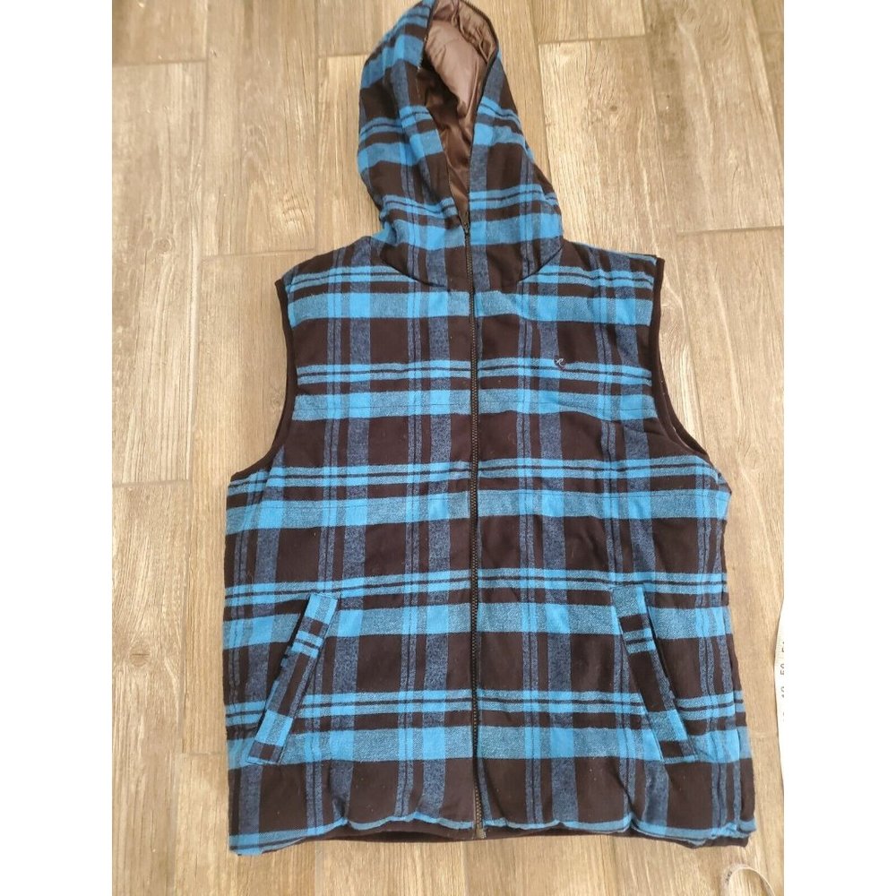 Union Bay Mens Reversible Plaid Puffer Y2K Vest In Size Medium - Picture 2 of 6